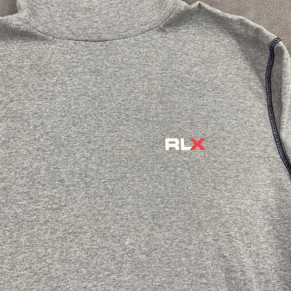RLX Ralph Lauren Polo Sport Shirt Mens Large Heather Gray Cotton Turtleneck‎